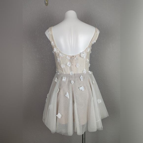 By Watters Jive 3D Floral Tulle Corset Ivory-Nude Mini Dress Size 8 - Picture 8 of 16